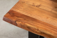 Massief houten salontafel MAMMUT 120cm natuurlijk acacia V-frame zwart 2,5cm tafelblad