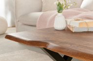Massieve boomstam salontafel AcaciaHout 118 cm met X-onderstel