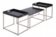 Moderne design salontafel set van 3 ELEMENTS 75 cm zwart stalen dienbladtafel