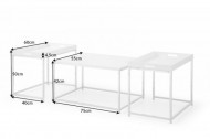 Moderne salontafel set van 3 ELEMENTS 75cm zwart stalen uitneembaar blad