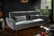 Retro slaapbank BELLEZZA 208 cm grijs fluweel stof 3-zits bank inclusief kussens