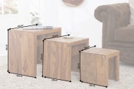 Sheesham Hout bijzettafels MAKASSAR set van 3 45 cm