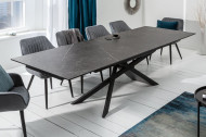 Uitschuifbare eettafel keramiek in grafietlook PHORIA 180-220-260 cm