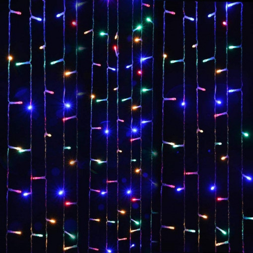 Instalatie de Craciun Tip Perdea 5 m x 1 m, 240 LED MULTICOLOR