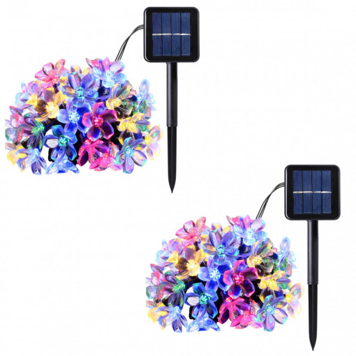 Instalatie solara floare de cires japonez Sakura, 100 led, Multicolor