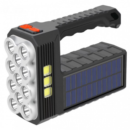 Lanterna LED, cu incarcare solara si USB, 3 moduri, 11 leduri