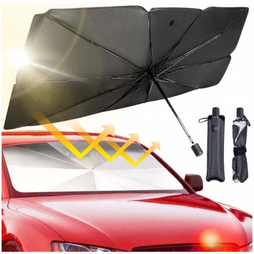Parasolar pliabil tip umbrela pentru parbrizul masinii
