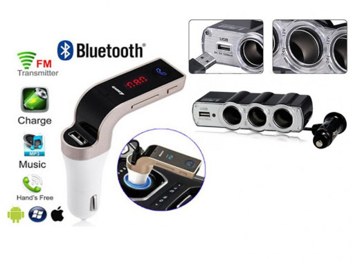 Modulator FM auto Bluetooth + Priza bricheta tripla USB