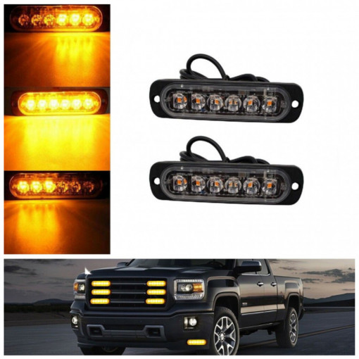 Set 2 x Stroboscop 6 LED, lumina portocalie