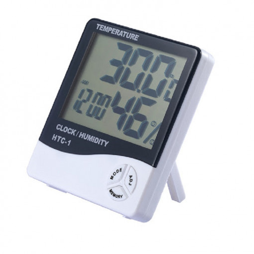 Termohigrometru digital 3 in 1 cu ceas, alarma, calendar