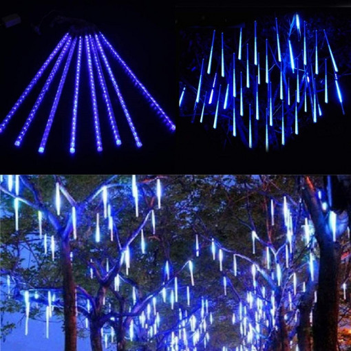 Instalatie 8 turturi luminosi, efect de ninsoare, LED ALBASTRU