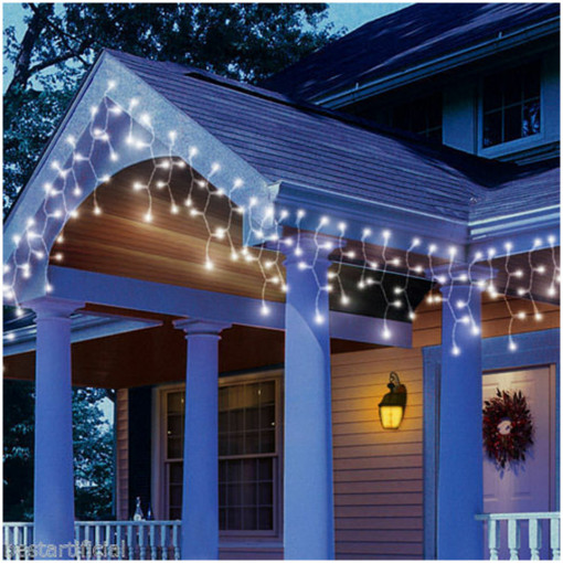 Instalatie decorativa, model franjuri, 360 Led, 15 metri, Alb Rece