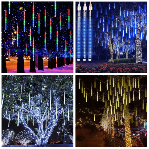 Instalatie interconectabila 16 turturi luminosi, iluzia unor fulgi de zapada in cadere, culori la alegere