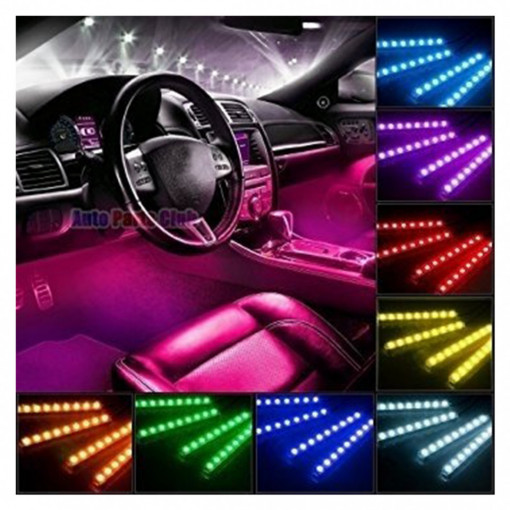 Lumini ambientale auto, 18 LED RGB cu telecomanda