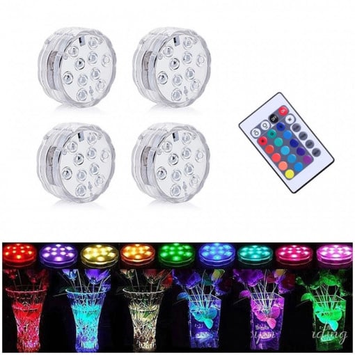 Set 4 lampi LED RGB, rezistente la apa