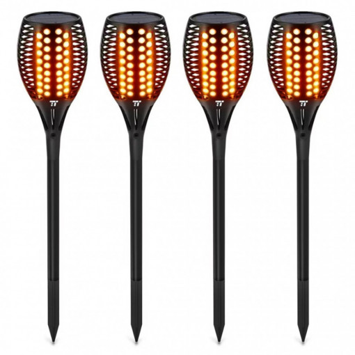 Set 4 lampi solare tip torta cu efect flacara, 51.5 cm