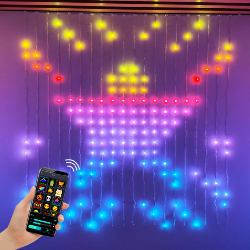 Instalatie perdea Smart 3m x 2m, 400 led, aplicatie si control telefon