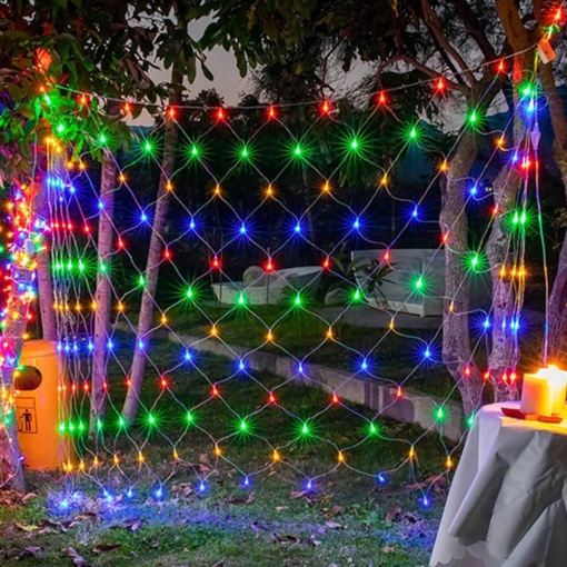 Instalatie tip plasa, 120 led, 1.5 x 1.5 m, interconectabila, Multicolor