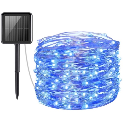 Ghirlanda Luminoasa Solara din Cupru 10 metri, 100 led Albastru