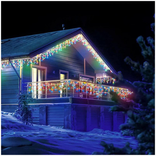 Instalatie decorativa franjuri, 220 Led, 10 metri, Multicolor