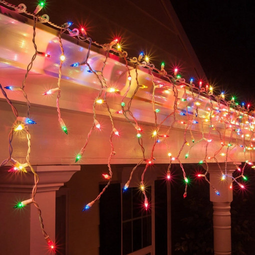 Set 3 x Instalatie franjuri cu FLASH, 30 metri, 600 LED-uri, Multicolor