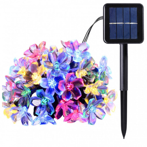Instalatie solara floare de cires japonez Sakura, 50 led, Multicolor