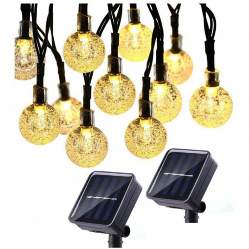 Instalatie solara Globulete Cristal LED, 100 led, Alb Cald