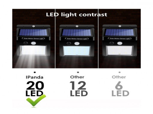 Lampa 20 led, senzor de lumina si miscare
