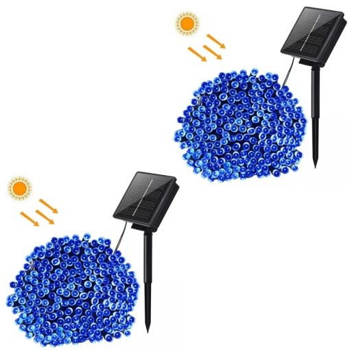 Set 2 x Instalatie solara, 100 led, 10 metri, Albastru