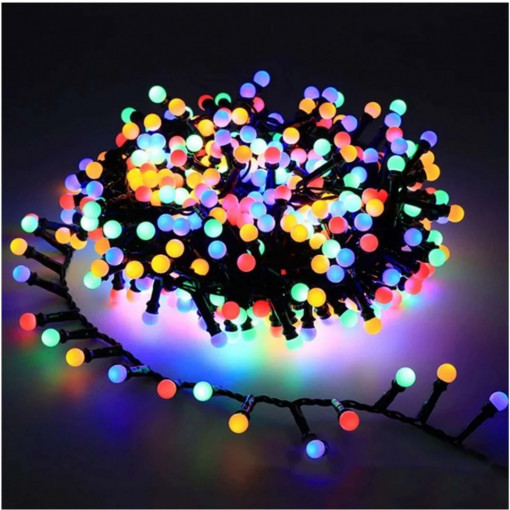 Instalatie luminoasa de craciun, bilute cluster, 10 metri, 480 led, Multicolor, Interconectabila