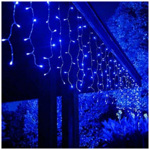 Instalatie Perdea de exterior, cablu siliconic, 120 Led-uri V8, 5 x 1 m, Albastru