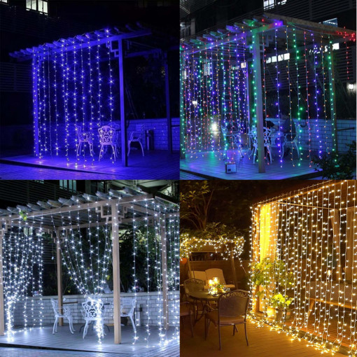 Instalatie perdea de exterior 6m x 3m, 480 led, interconectabila, Culori la alegere