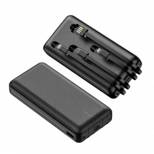 Baterie externa 10.000 mAh, 4 in 1 - USB, Lightning, MicroUSB, USB-C