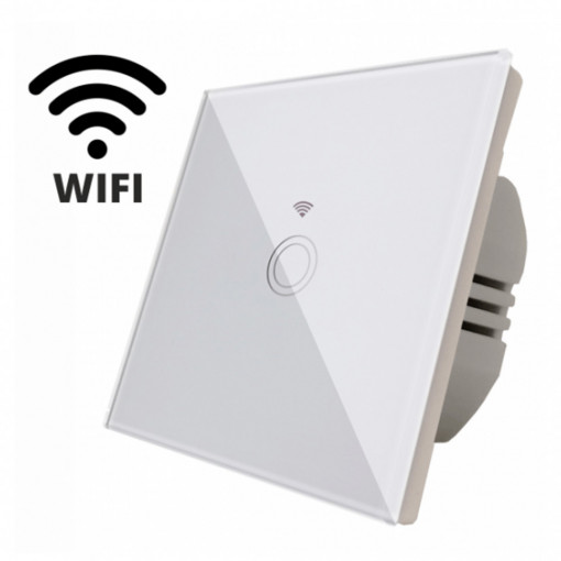 Intrerupator touch simplu WI-FI, cu panou de sticla