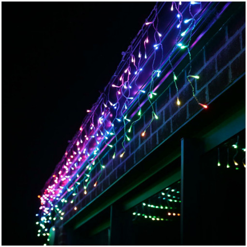 Set 7 x Instalatie franjuri, 50 metri, 1300 LED-uri, Multicolor
