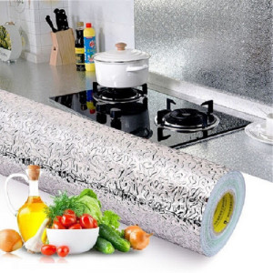 Folie de aluminiu autoadeziva bucatarie, dimensiune 300 cm x 60 cm