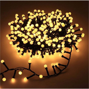 Instalatie luminoasa de craciun, bilute cluster, 10 metri, 480 led, Alb Cald, Interconectabila
