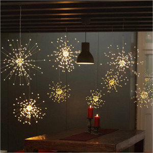 Instalatie 10 artificii decorative, 10 metri, interconectabila, Alb Cald
