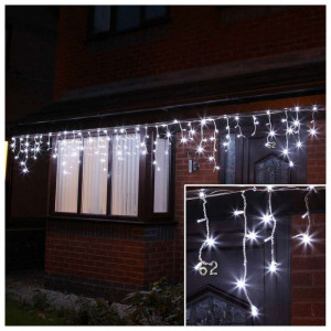 Instalatie decorativa franjuri, 220 Led, 10 metri, Alb Rece