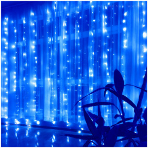 Instalatie Perdea de exterior, cablu siliconic, 120 Led-uri V8, 5 x 1 m, Albastru