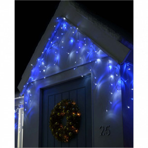 Instalatie perdea franjuri cu FLASH alb rece, turturi interconectabili, 20 metri, 480 LED, Albastru