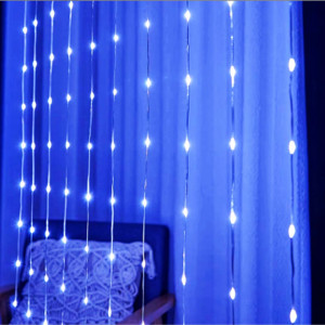 Instalatie tip banda cu led turnat, perdea 8m x 1m, 384 led, exterior, interconectabila, Albastru