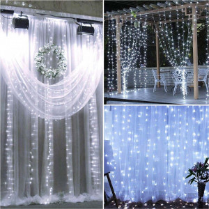 Instalatie tip banda cu led turnat, perdea 8m x 1m, 384 led, exterior, interconectabila, Alb Rece