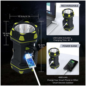 Lanterna LED reincarcabila, 3 zone de iluminare, 8 moduri de functionare