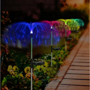 Set 2 x Lampa solara tip meduza, fibra optica LED RGB