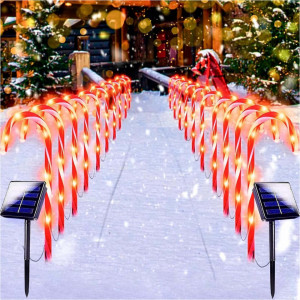Set 5 Acadele decorative luminoase pentru craciun, Incarcare solara, Alb Cald