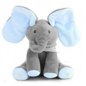 Elefant interactiv din plus - vorbeste, canta si flutura urechile - Peek a Boo - Albastru