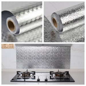Folie de aluminiu autoadeziva bucatarie, dimensiune 300 cm x 60 cm