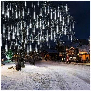 Instalatie 16 turturi luminosi, iluzia unor fulgi de zapada in cadere, Alb Rece
