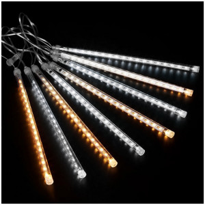 Instalatie 8 turturi luminosi, efect de ninsoare, LED, doua culori Alb rece + Alb cald